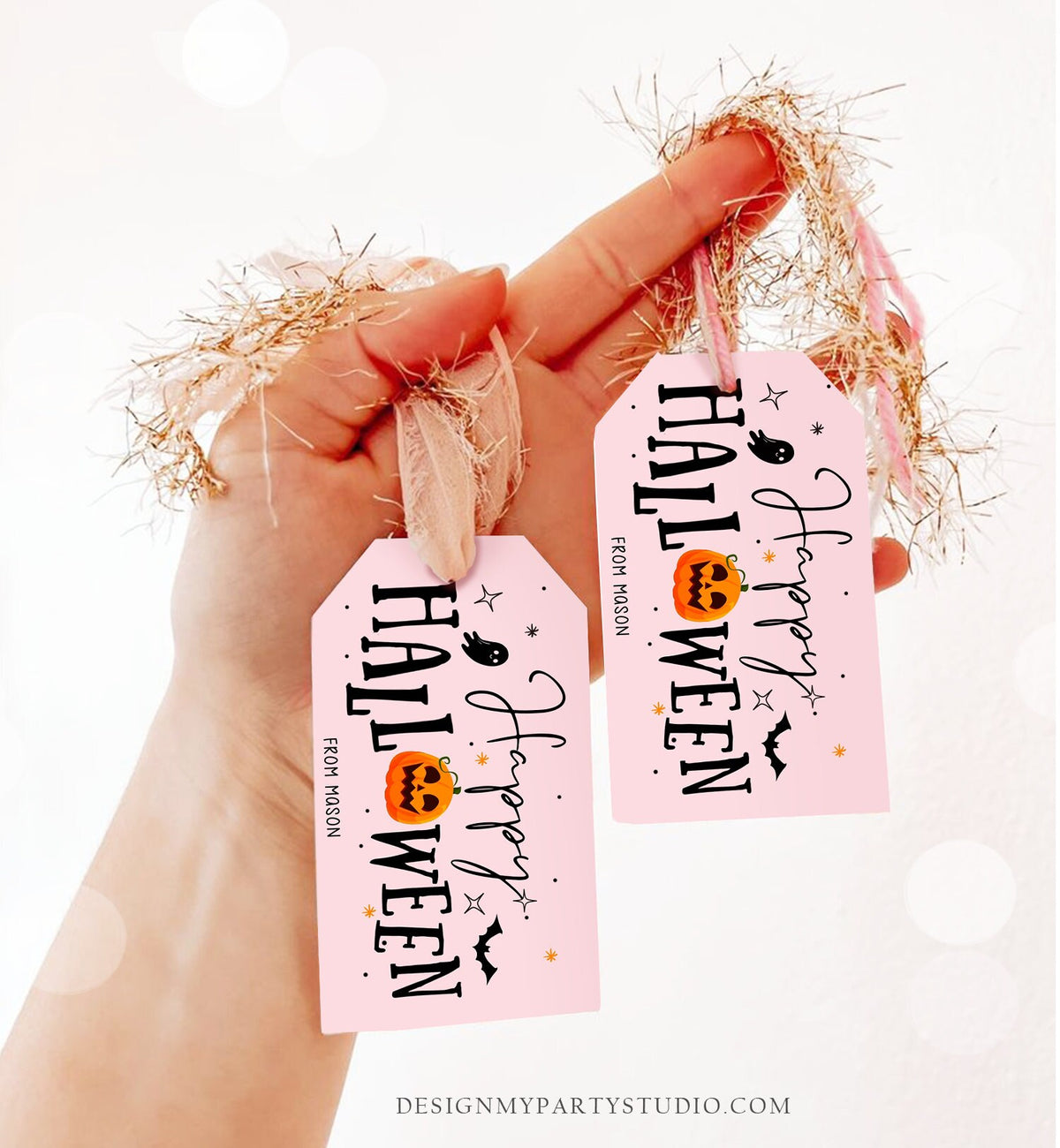 Editable Happy Halloween Gift Tag Trick Or Treat Favor Tag Ghost Halloween Pumpkin Treat Digital Download Template Printable 0261