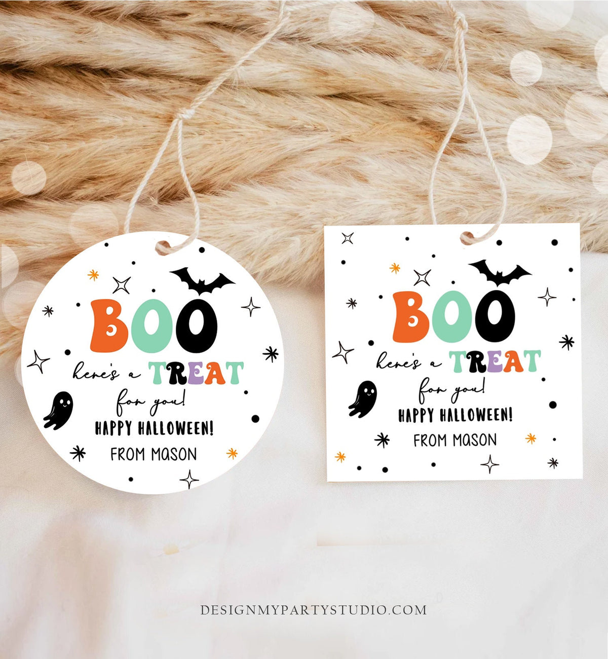 Editable Halloween Favor Tags Boo Gift Tags Costume Party Trick Or Treat Favor Tags Ghost Treat Tag Digital Download Template Printable 0261