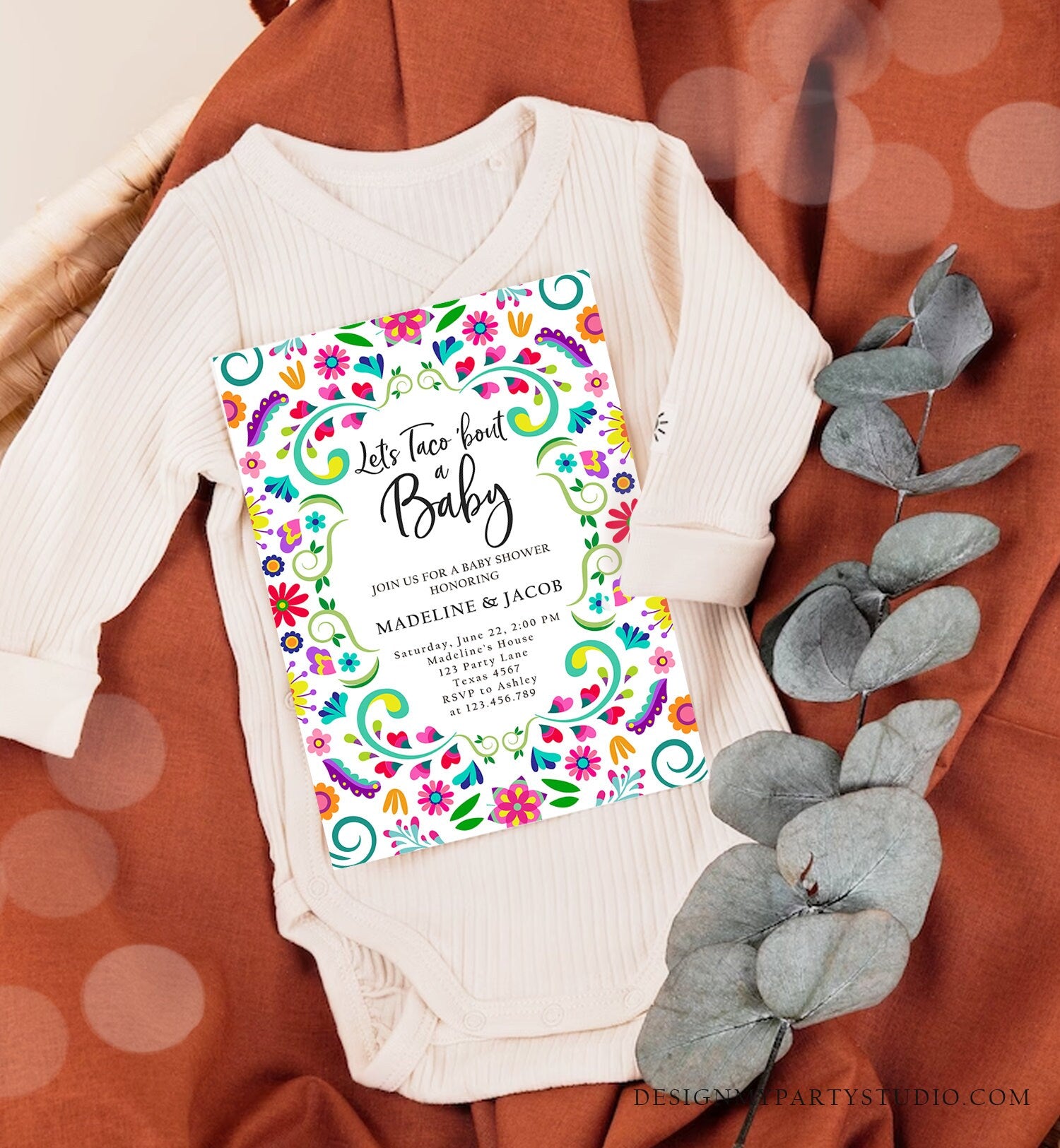 Editable Let's Taco Bout a Baby Shower Invitation Cactus Mexican Fiesta Couples Shower Mexico Sprinkle Digital Template Corjl Printable 0466