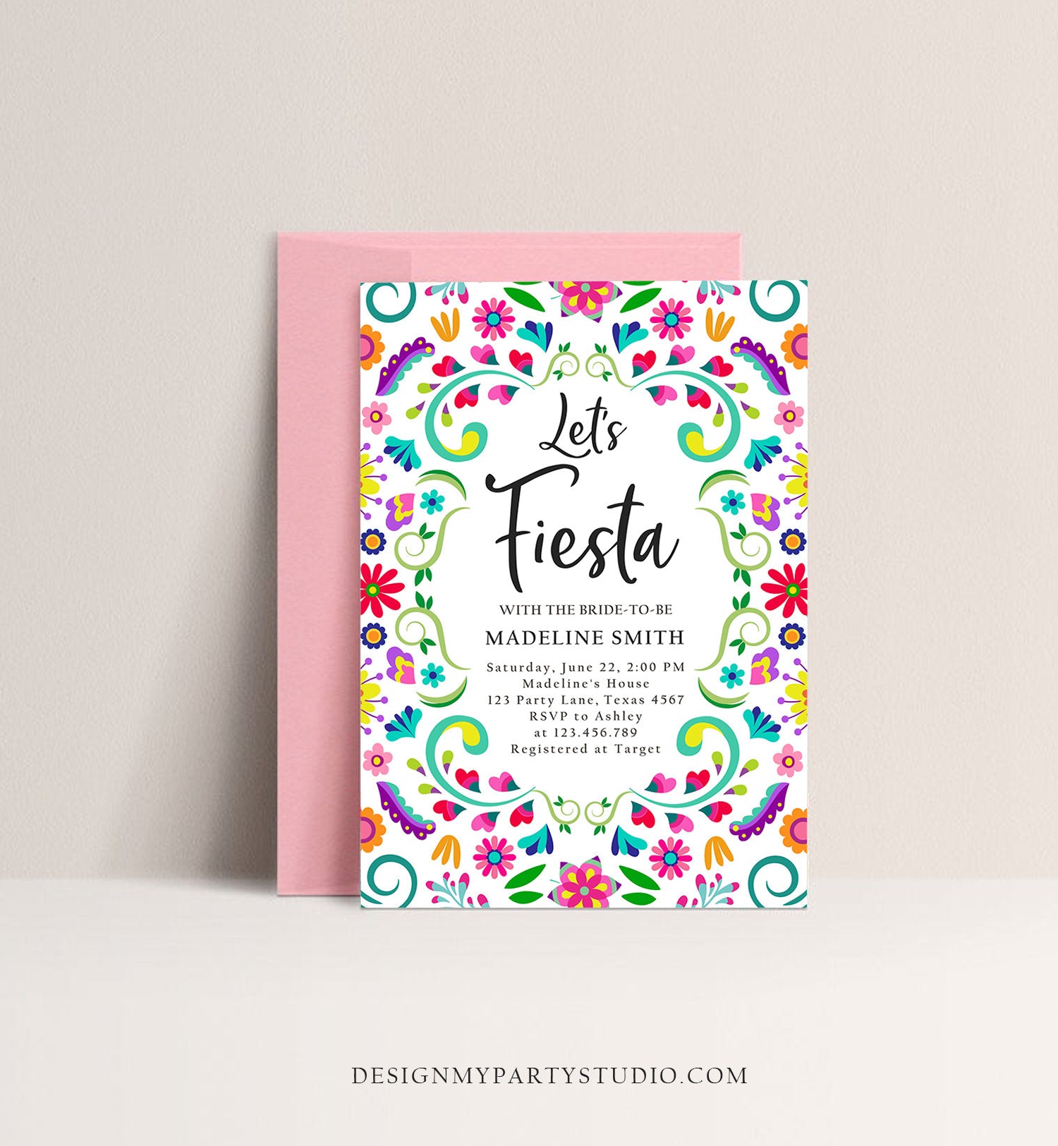 Editable Fiesta Bridal Shower Invitation Couples Shower Mexican Bridal Shower Mexico Floral Pink Digital Download Template Printable 0466