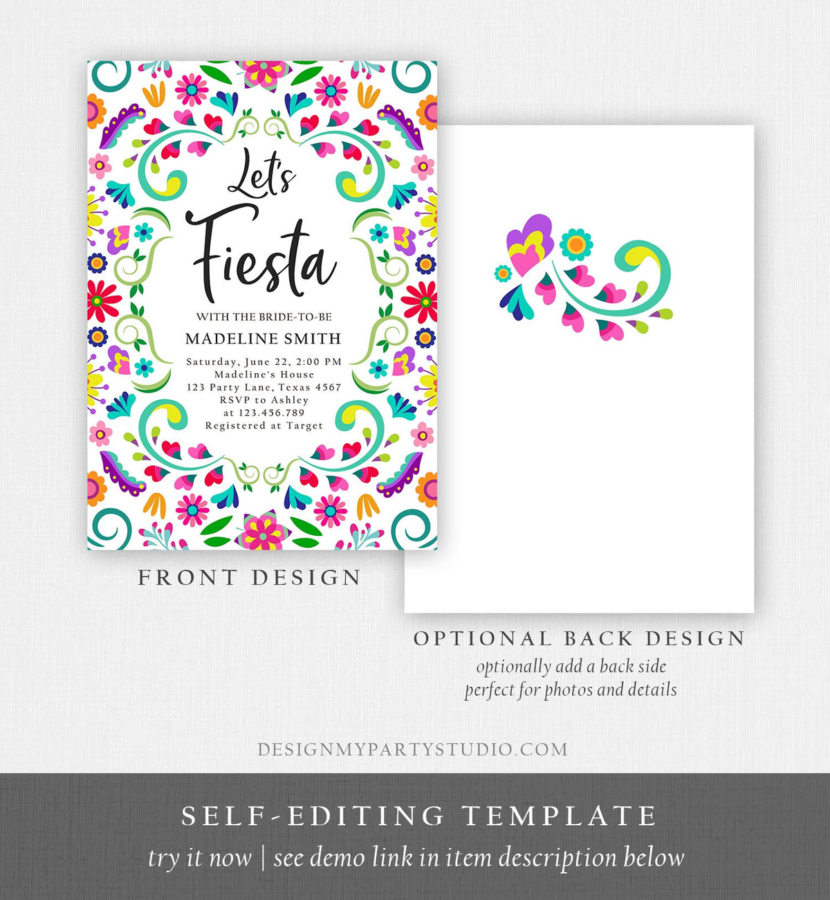 Editable Fiesta Bridal Shower Invitation Couples Shower Mexican Bridal Shower Mexico Floral Pink Digital Download Template Printable 0466