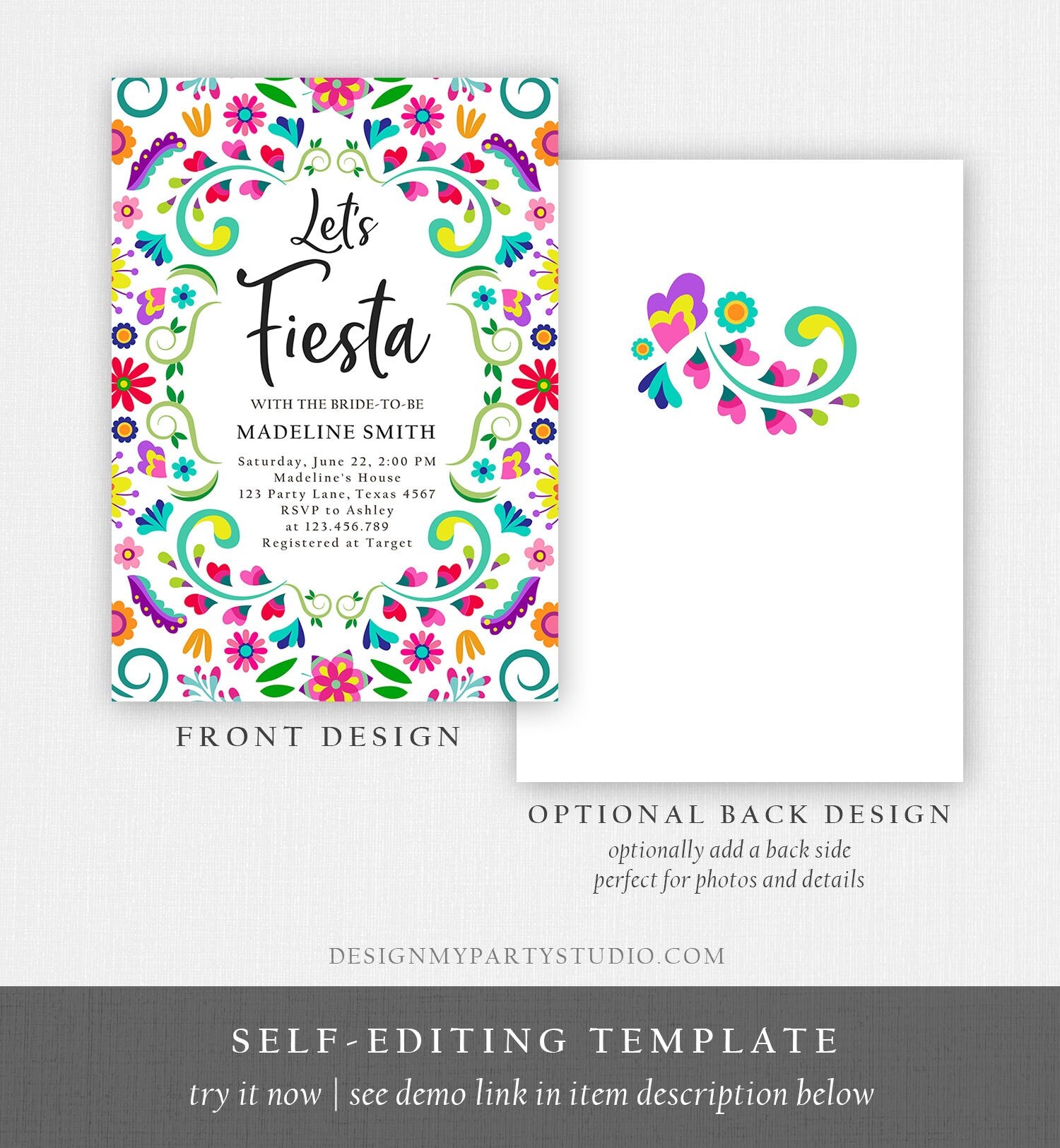 Editable Fiesta Bridal Shower Invitation Couples Shower Mexican Bridal Shower Mexico Floral Pink Digital Download Template Printable 0466