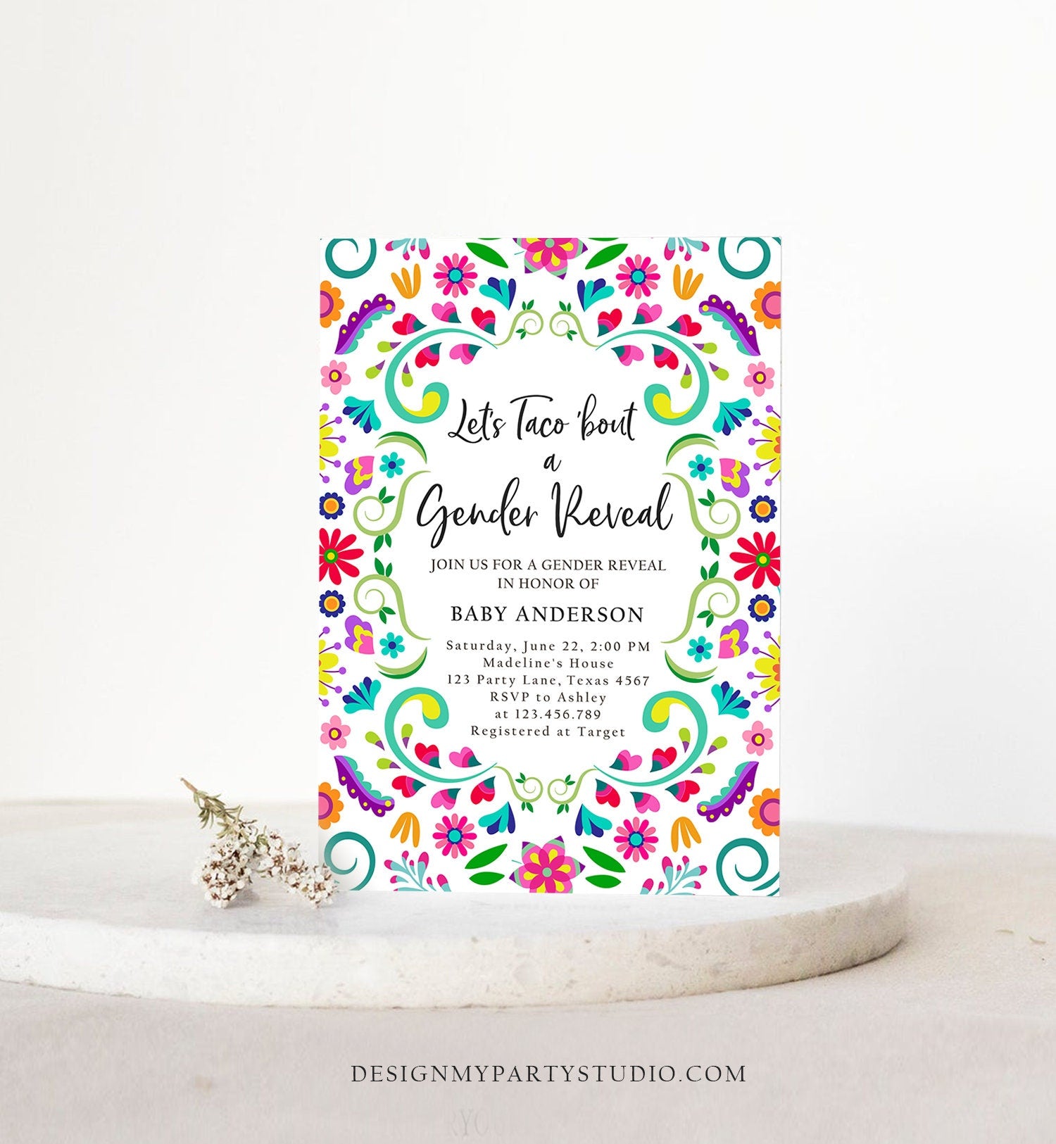Editable Let's Taco Bout a Gender Reveal Party Invitation Cactus Mexican Fiesta He or She Boy Girl Digital Download Template Printable 0466