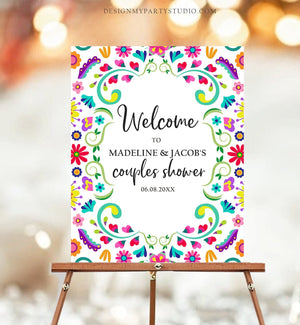 Editable Fiesta Welcome Sign Couples Shower Welcome Mexican Shower Mexico Taco Bout Love Flowers Coed Shower Corjl Template Printable 0466