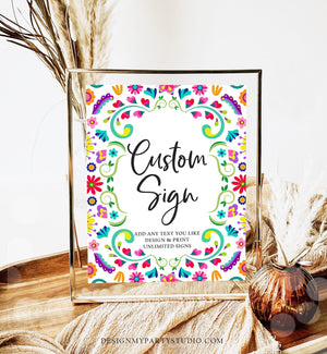 Editable Custom Sign Fiesta Party Sign Fiesta Decor Mexico Table Sign Shower Decor Mexican Floral Flowers Corjl Template Printable 8x10 0466