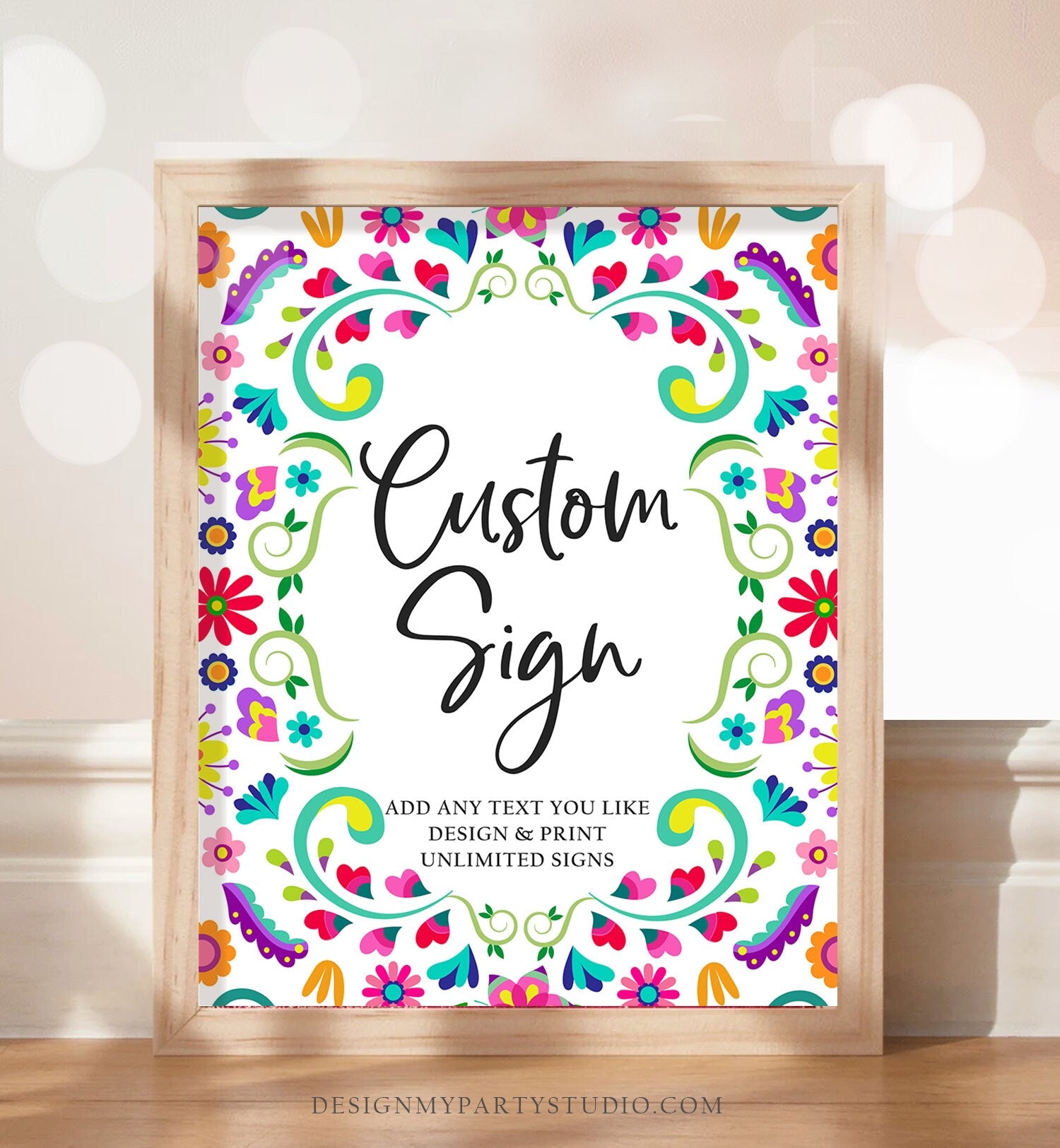 Editable Custom Sign Fiesta Party Sign Fiesta Decor Mexico Table Sign Shower Decor Mexican Floral Flowers Corjl Template Printable 8x10 0466