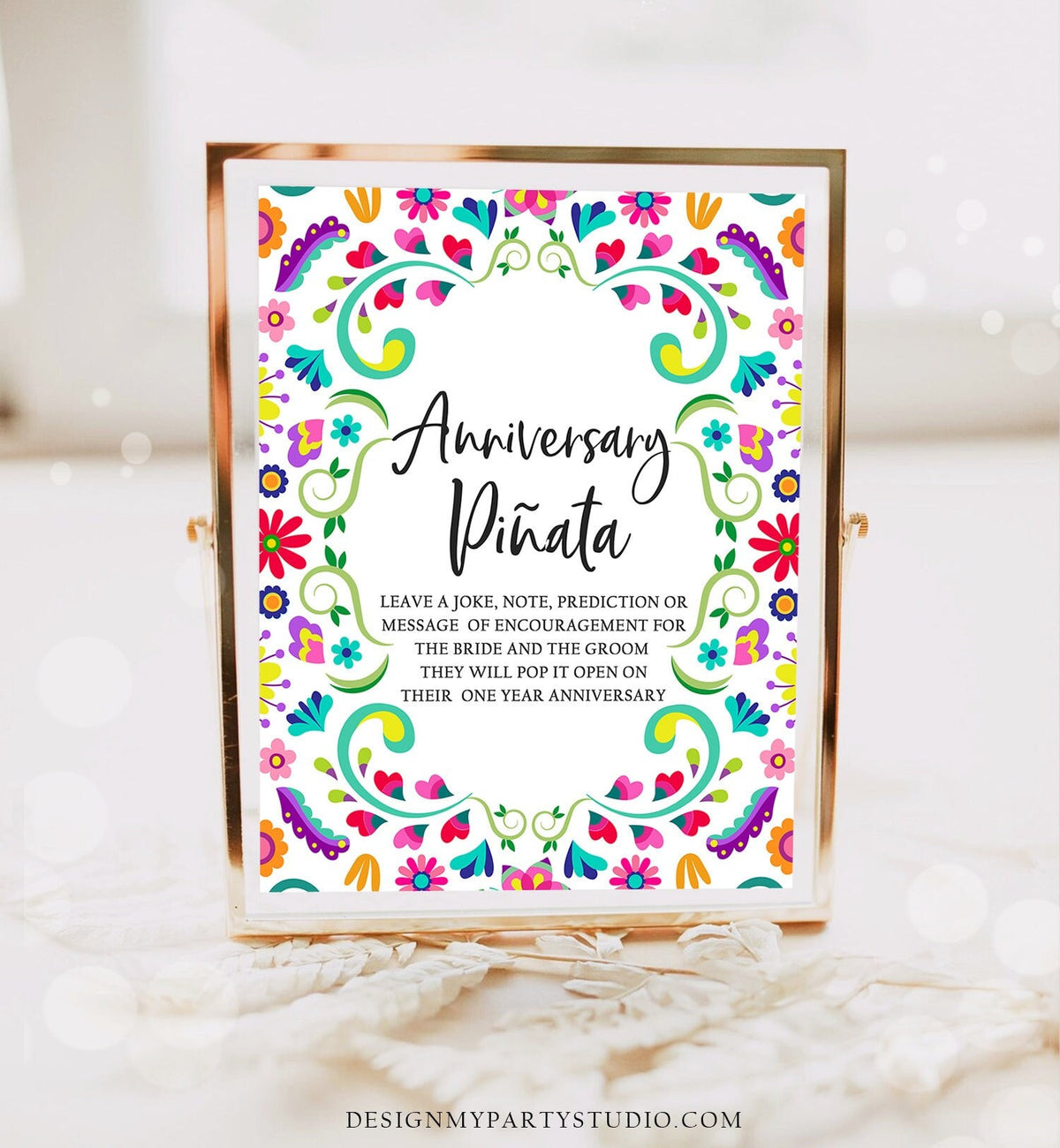 Anniversary Piñata Fiesta Sign Bridal Shower Wedding Leave a Joke Idea or Dare For Bride and Groom Mexico Instant Download Printable 0466