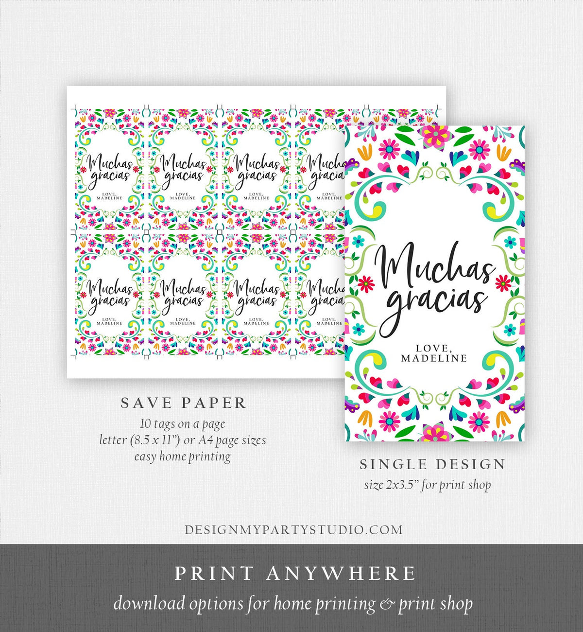 Editable Floral Fiesta Favor Tags Fiesta Thank You Tags Mexican Muchas Gracias Fiesta Bridal Shower Shower Digital Template Printable 0466