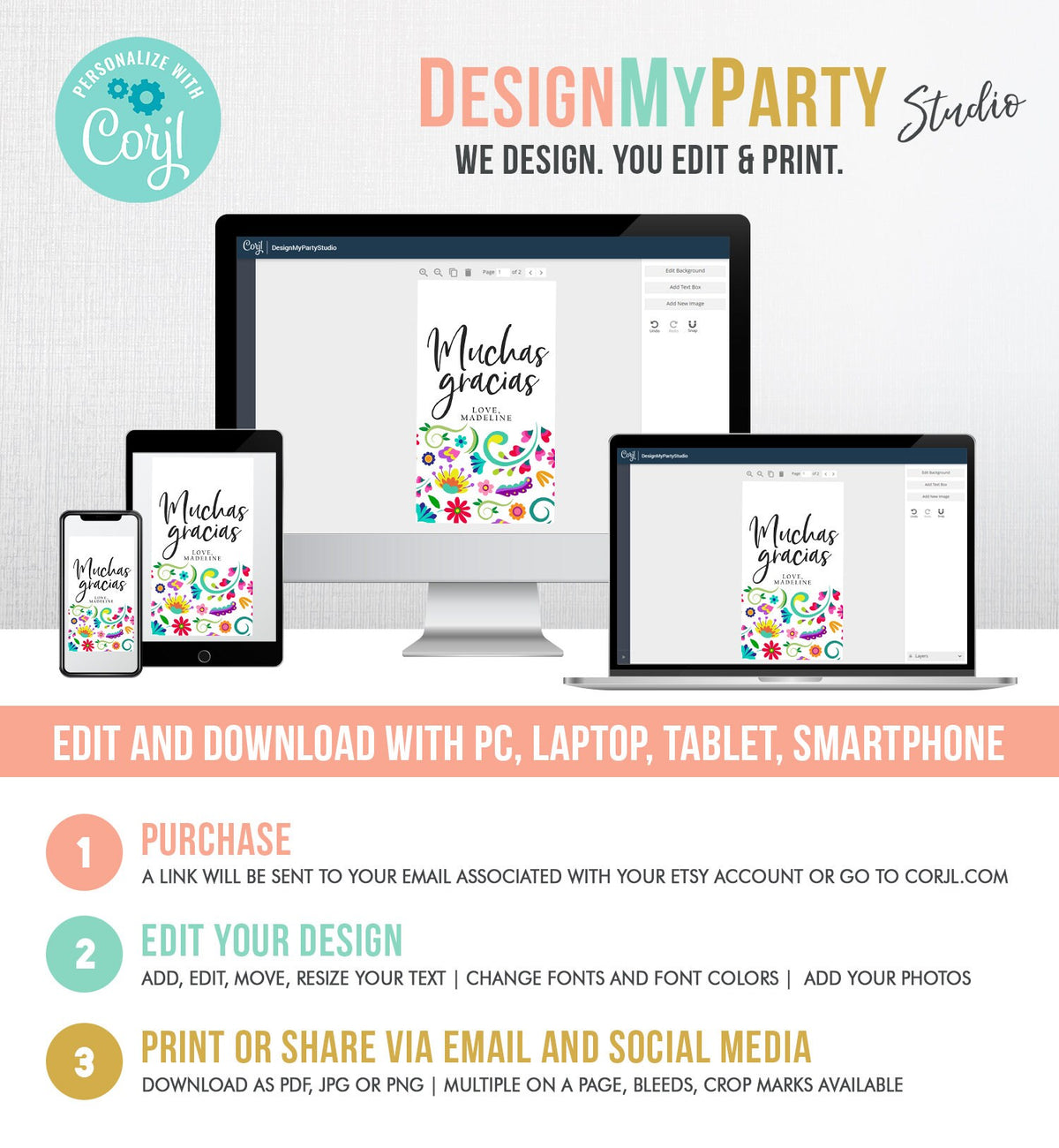 Editable Floral Fiesta Favor Tags Fiesta Thank You Tags Mexican Muchas Gracias Bridal Shower Mexico Couples Shower Template Printable 0466