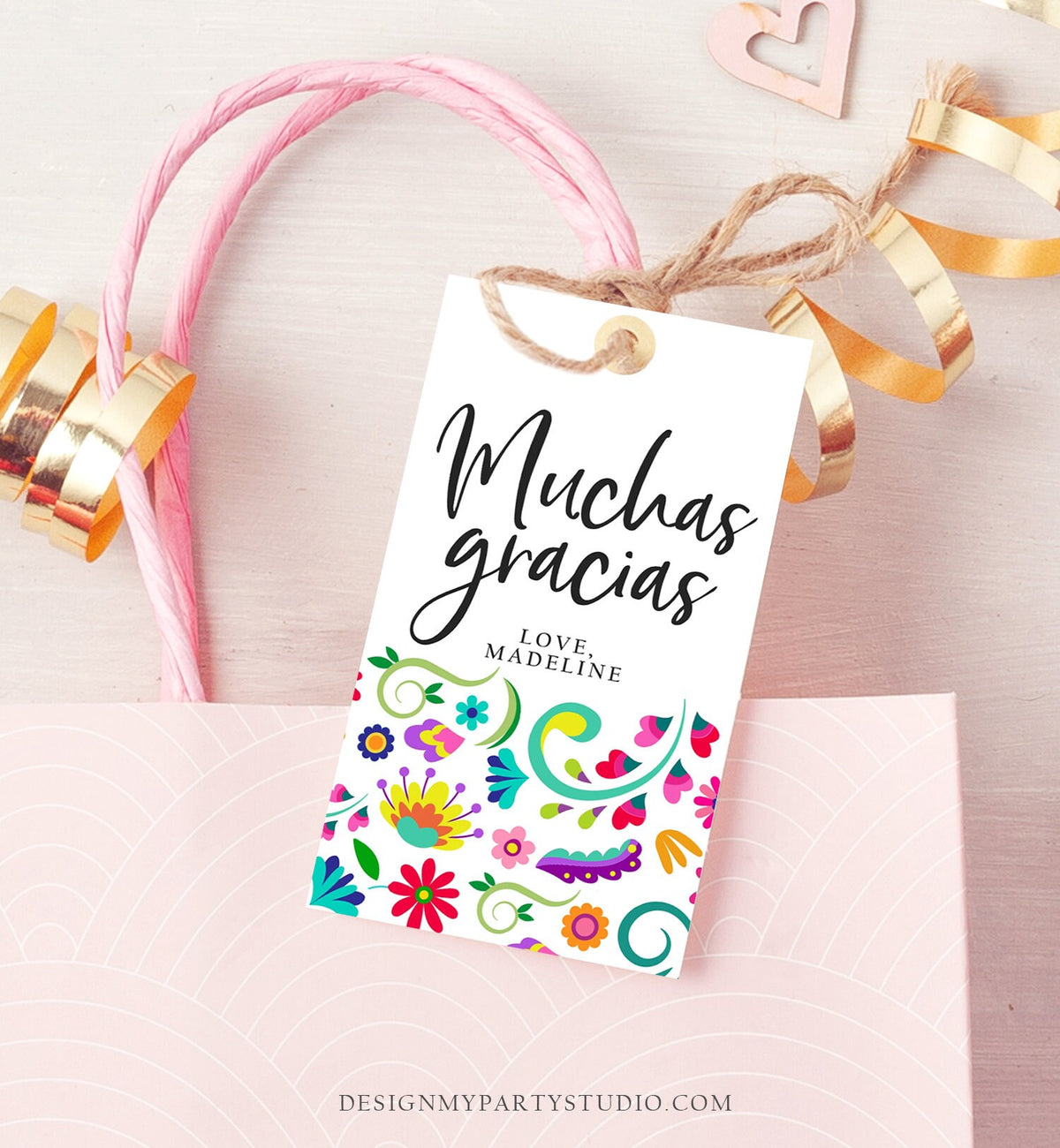 Editable Floral Fiesta Favor Tags Fiesta Thank You Tags Mexican Muchas Gracias Bridal Shower Mexico Couples Shower Template Printable 0466