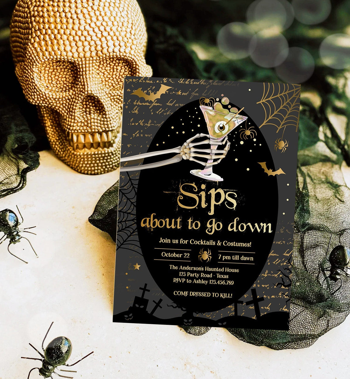 Editable Cocktails and Costumes Invitation Halloween Party Invitation Adult Halloween Invite Brews Boos &amp; Booze Download Corjl 0472 0009