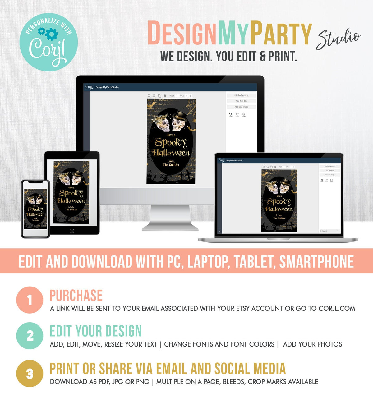 Editable Skeleton Halloween Gift Tags Spooky Halloween Party Favor Tags Skull Treat Tag Digital Download Template Printable 0261 0472 009