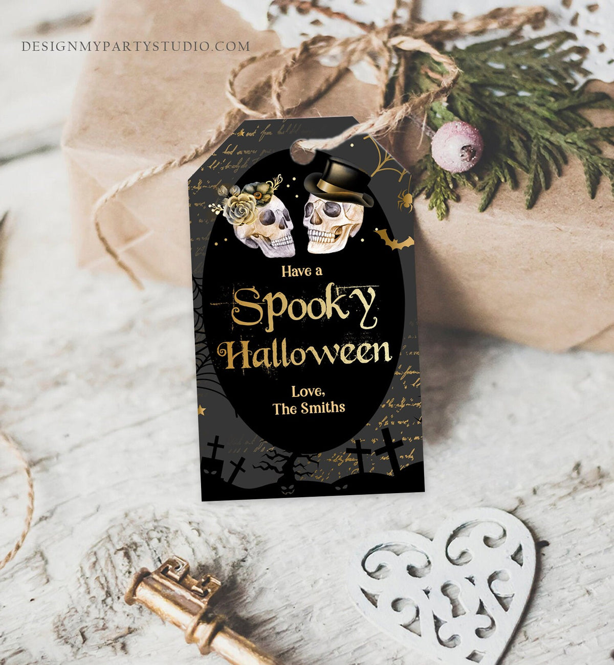 Editable Skeleton Halloween Gift Tags Spooky Halloween Party Favor Tags Skull Treat Tag Digital Download Template Printable 0261 0472 009