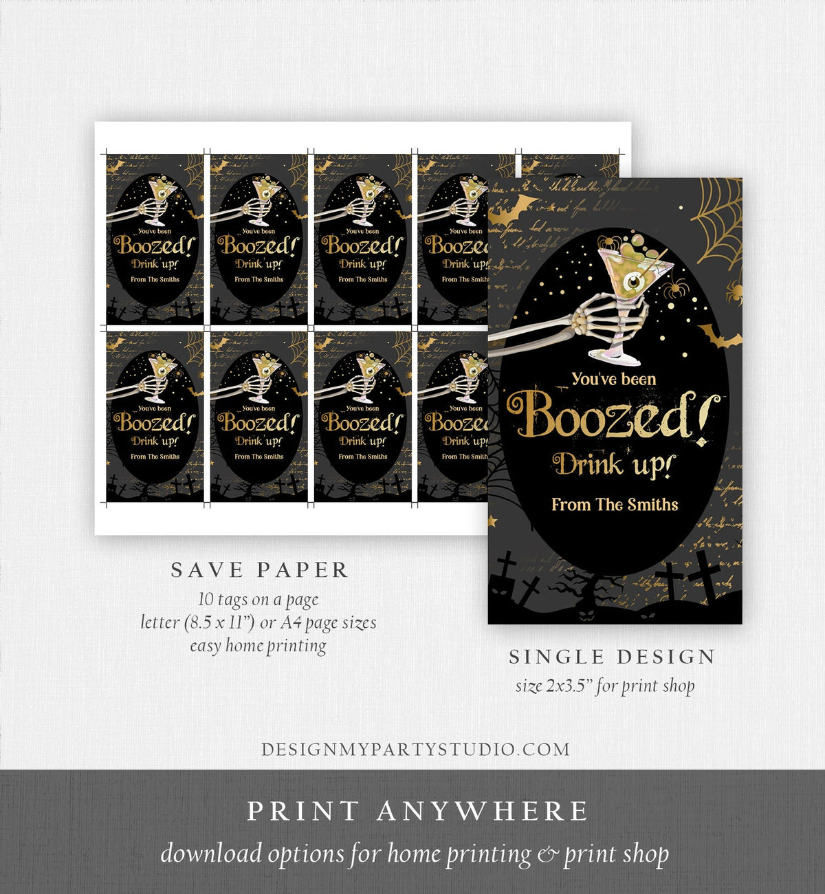 You&#39;ve Been Boozed Halloween Favor Tags Adult Halloween Party Favor Tags Wine Cocktail Alcohol Game Download Template Corjl 0261 0472 009