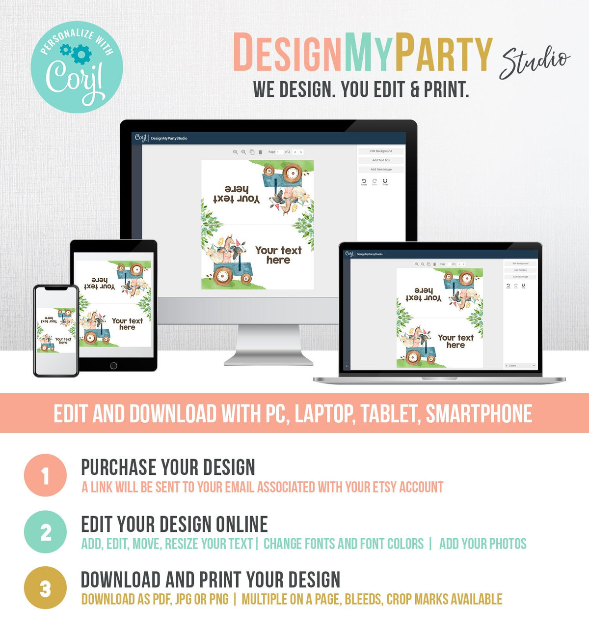 Editable Farm Animals Food Labels Barnyard Birthday Food Cards Tent Card Blue Farm Boy Shower Buffet Label Tent Card Template Printable 0155