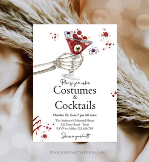 Editable Costumes And Cocktails Halloween Party Invitation Adult Halloween Party Boos & Booze Vintage Gothic Party Download Corjl 0472 0009
