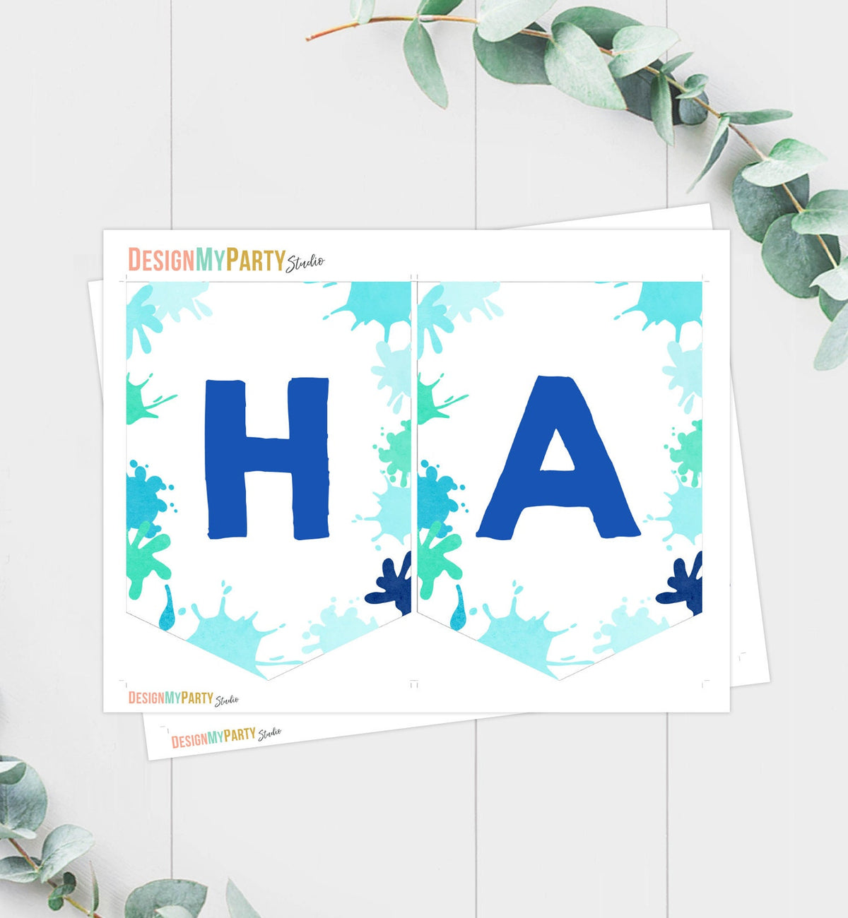 Happy Birthday Banner Splish Splash Birthday Banner Pool Party Decor Boy Birthday Water Park Splash Pad Download PRINTABLE DIGITAL DIY 0237