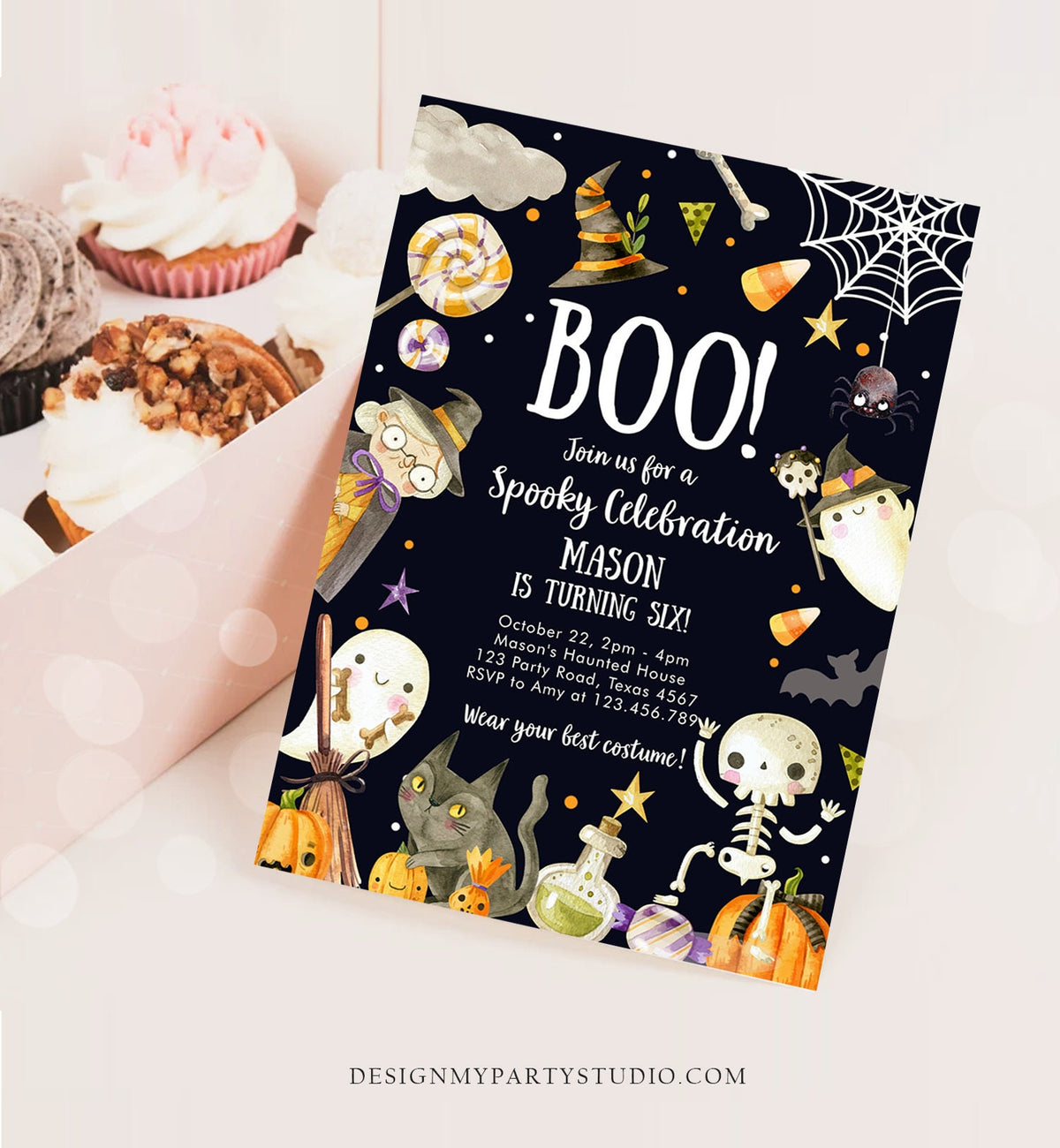 Editable Halloween Party Invitation Halloween Birthday Invitation Kids Costume Party Spooky Celebration Boy Digital Template Corjl 0475 0009
