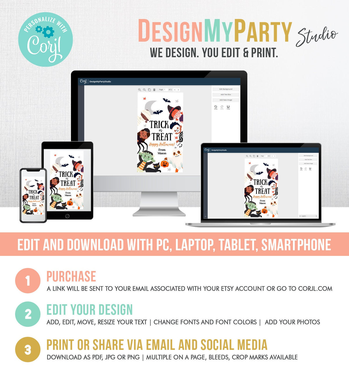 Editable Halloween Favor Tags Boo Gift Tag Costume Party Trick Or Treat Tags Ghost Treat Tag Label Download Template Printable 0261 0473