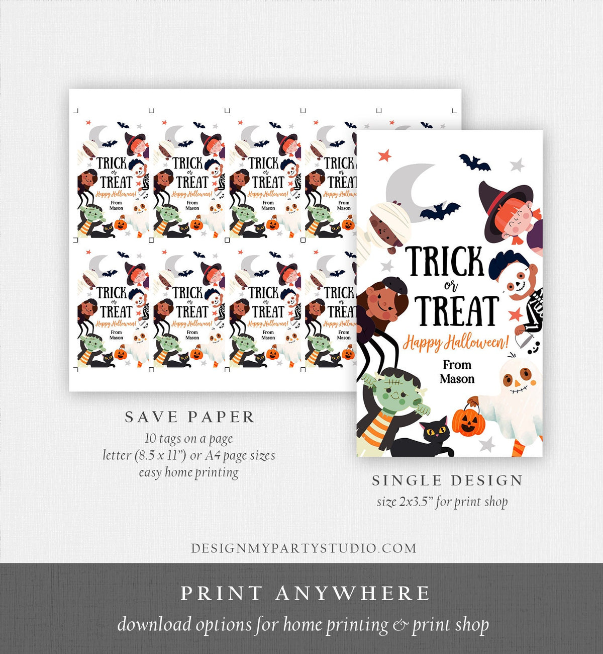 Editable Halloween Favor Tags Boo Gift Tag Costume Party Trick Or Treat Tags Ghost Treat Tag Label Download Template Printable 0261 0473
