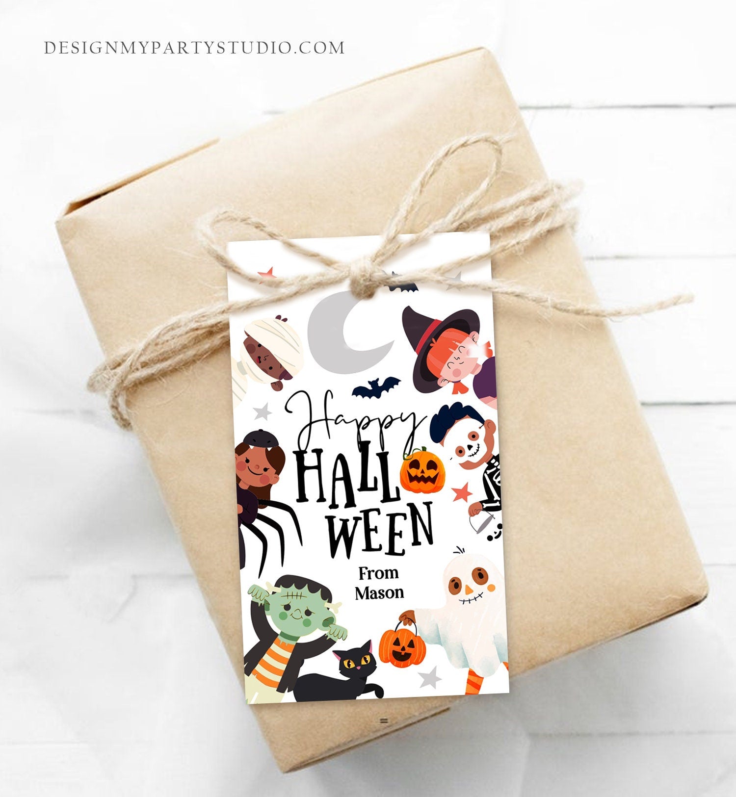 Editable Happy Halloween Gift Tags Trick Or Treat Favor Tags Ghost Treat Tag Personalized Download Printable Template Corjl 0261 0473 0009