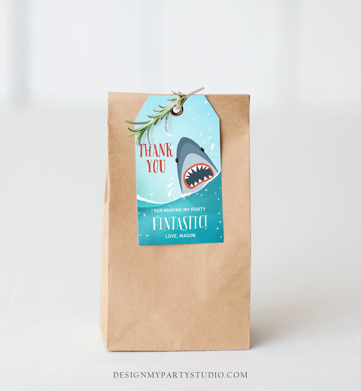 Editable Shark Birthday Favor Tags Shark Favors Thank You Tags Fintastic Shark Party under The Sea Jawsome Ocean Boy Corjl Template 0089