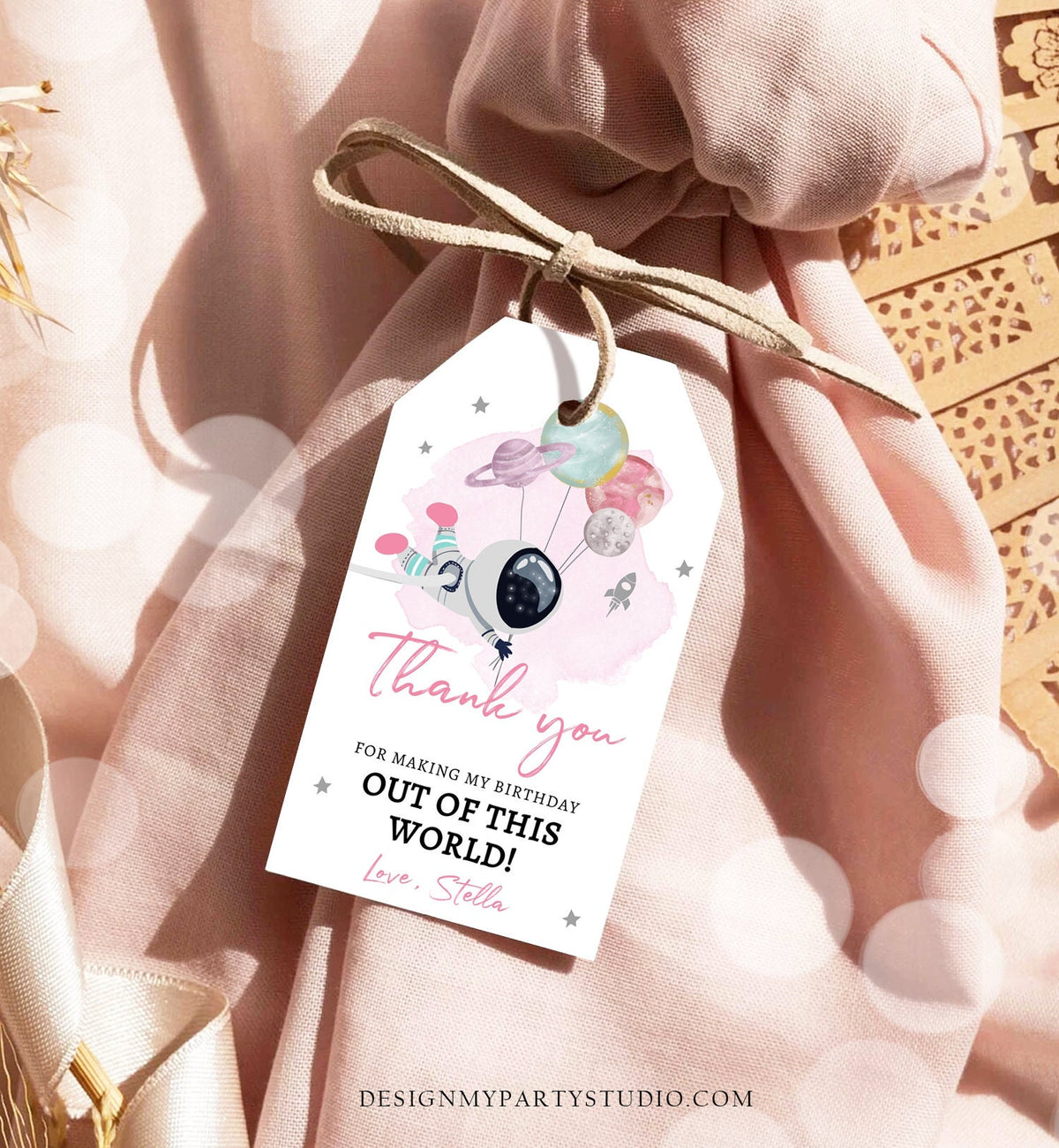 Editable Outer Space Favor Tag Astronaut Birthday Thank you Label Galaxy Gift Tag Trip Out Of World Planets Digital Template Printable 0366