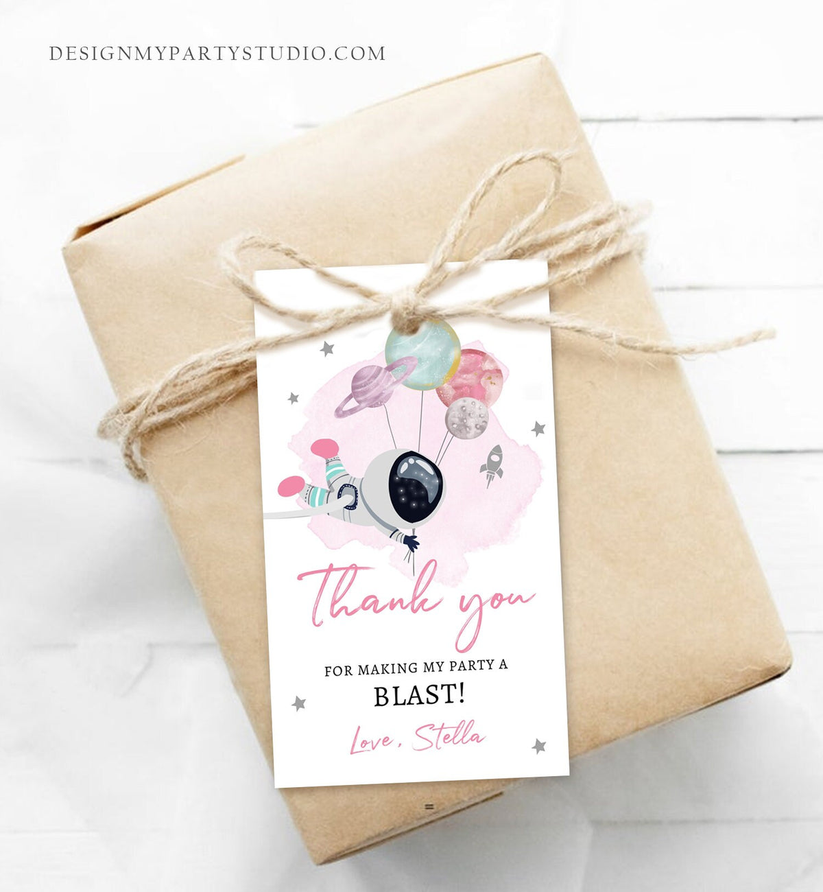 Editable Outer Space Favor Tags Space Birthday Thank you Label Galaxy Gift tags Trip Around the Sun Planets Download Template Printable 0366