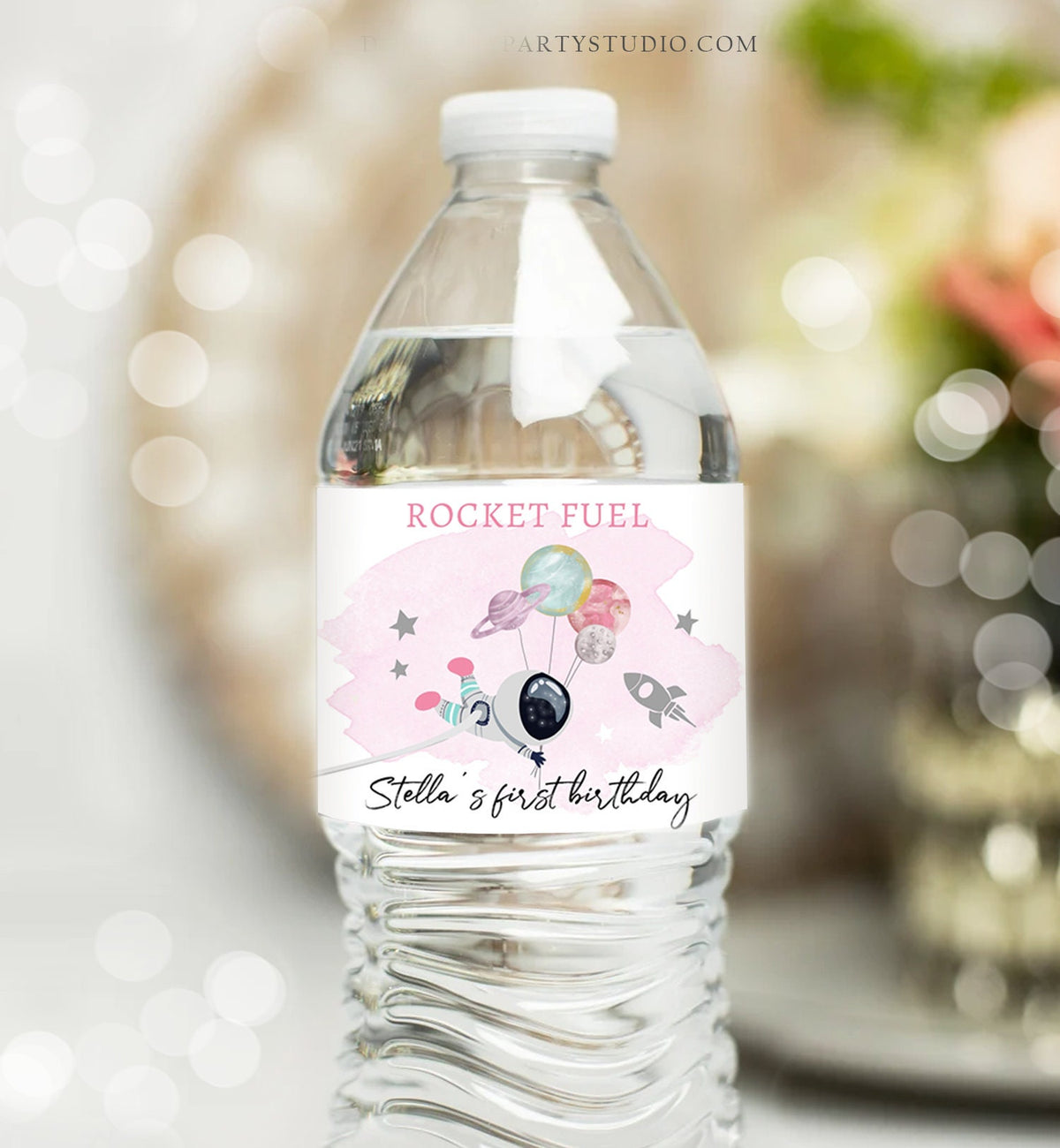 Editable Outer Space Water Bottle Labels Galaxy Party Decor Girl Space Birthday Rocket Fuel Labels Planets Digital Template Printable 0366