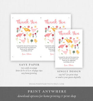 Editable Little Chick Birthday Thank You Card Pink Gingham Farm Birthday Girl Barnyard Chicken Party Easter Template Download Corjl 0446