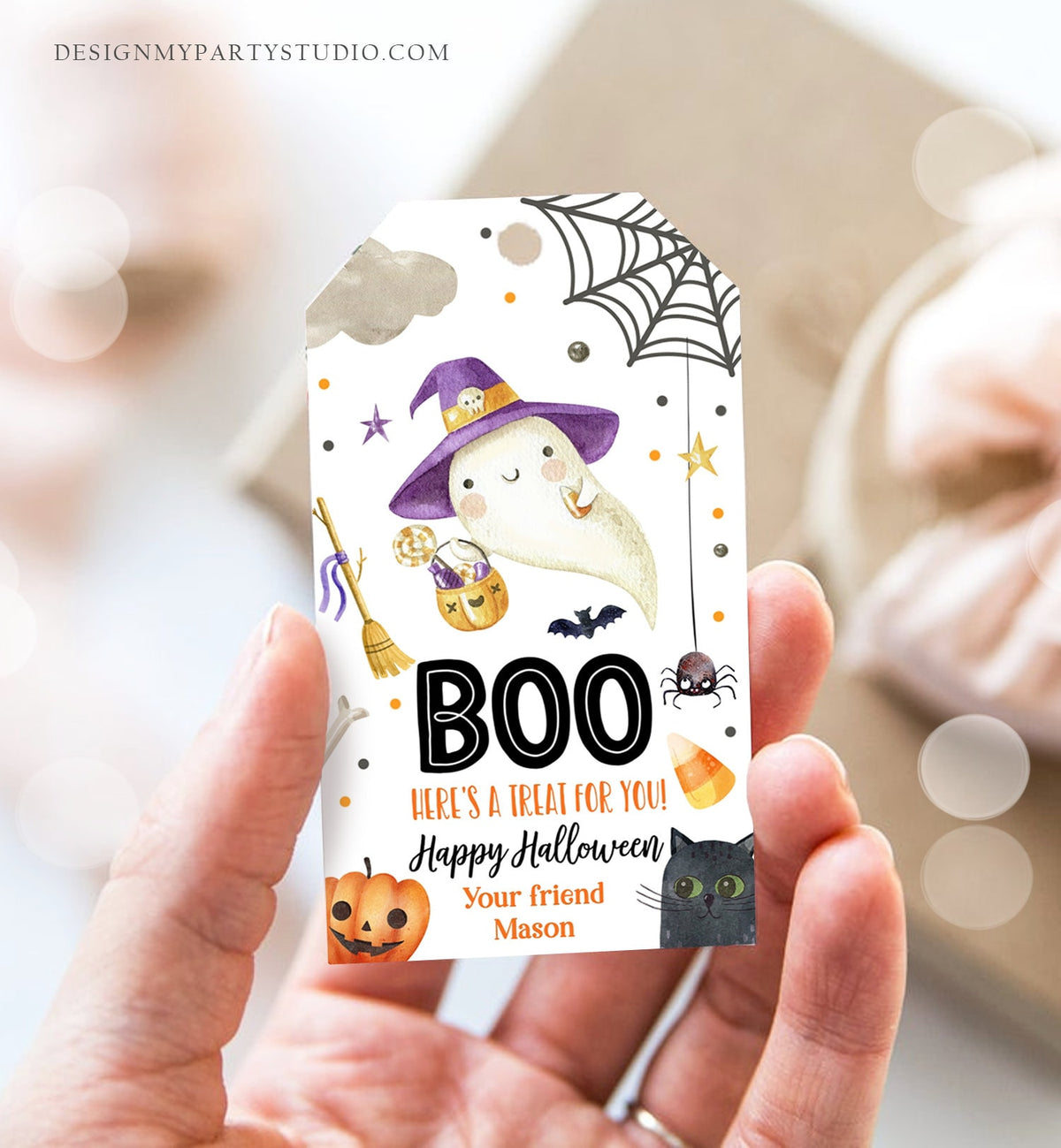 Editable Halloween Favor Tags Boo Gift Tags Costume Party Trick Or Treat Favor Tags Ghost Treat Tag Digital Download Template Printable 0261