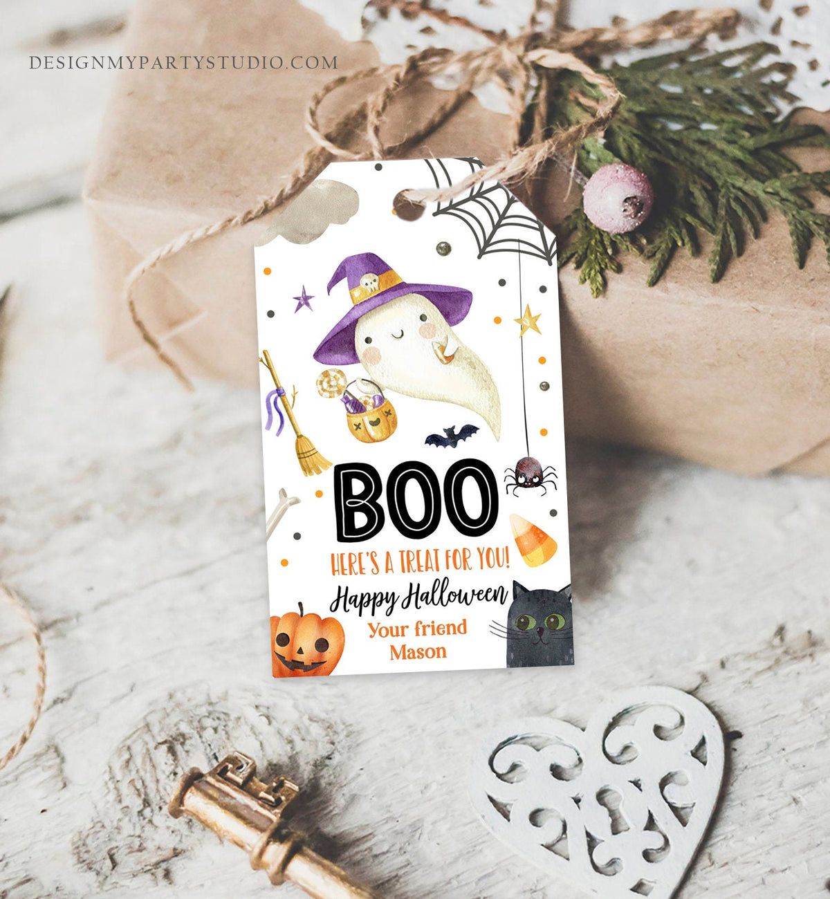 Editable Halloween Favor Tags Boo Gift Tags Costume Party Trick Or Treat Favor Tags Ghost Treat Tag Digital Download Template Printable 0261