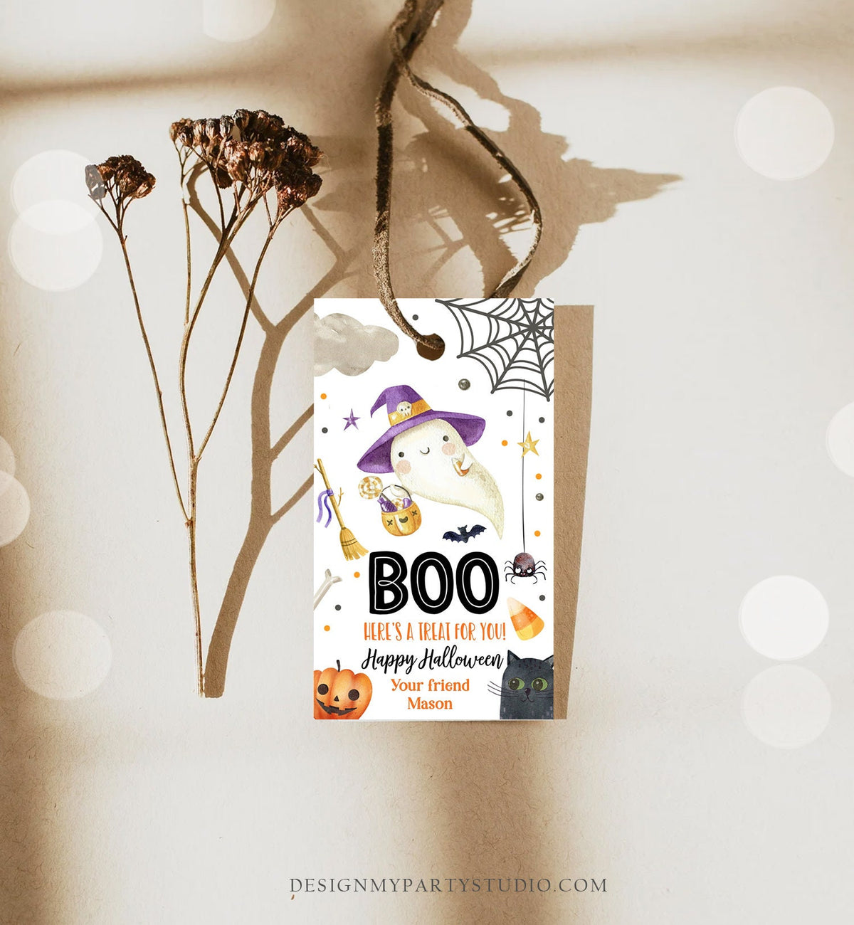 Editable Halloween Favor Tags Boo Gift Tags Costume Party Trick Or Treat Favor Tags Ghost Treat Tag Digital Download Template Printable 0261