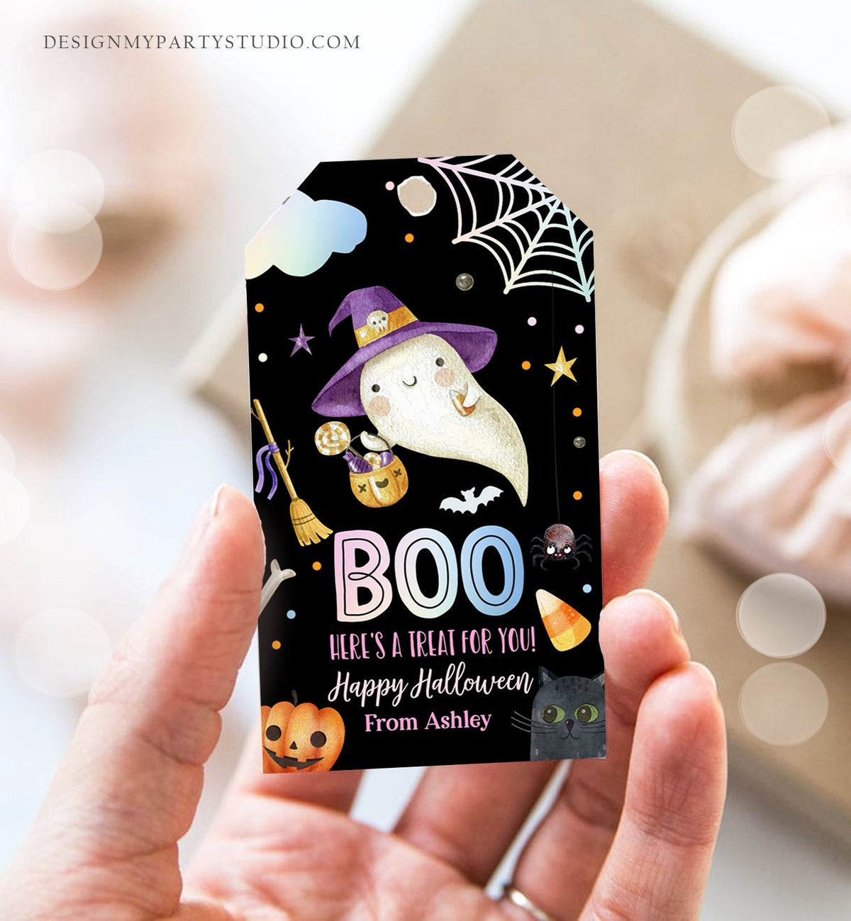 Editable Halloween Favor Tags Boo Gift Tags Costume Party Trick Or Treat Favor Tags Ghost Treat Tag Digital Download Template Printable 0261