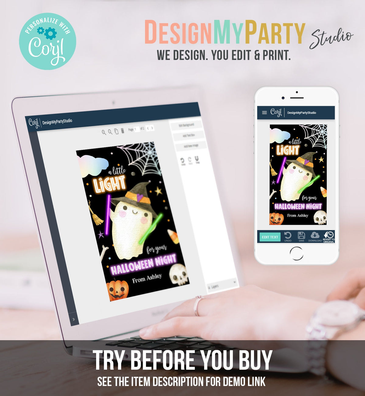 Editable Halloween Glow Stick Favor Tags Ghost Gift Tags Trick Or Treat Halloween Night School Digital Download Template Printable 0261