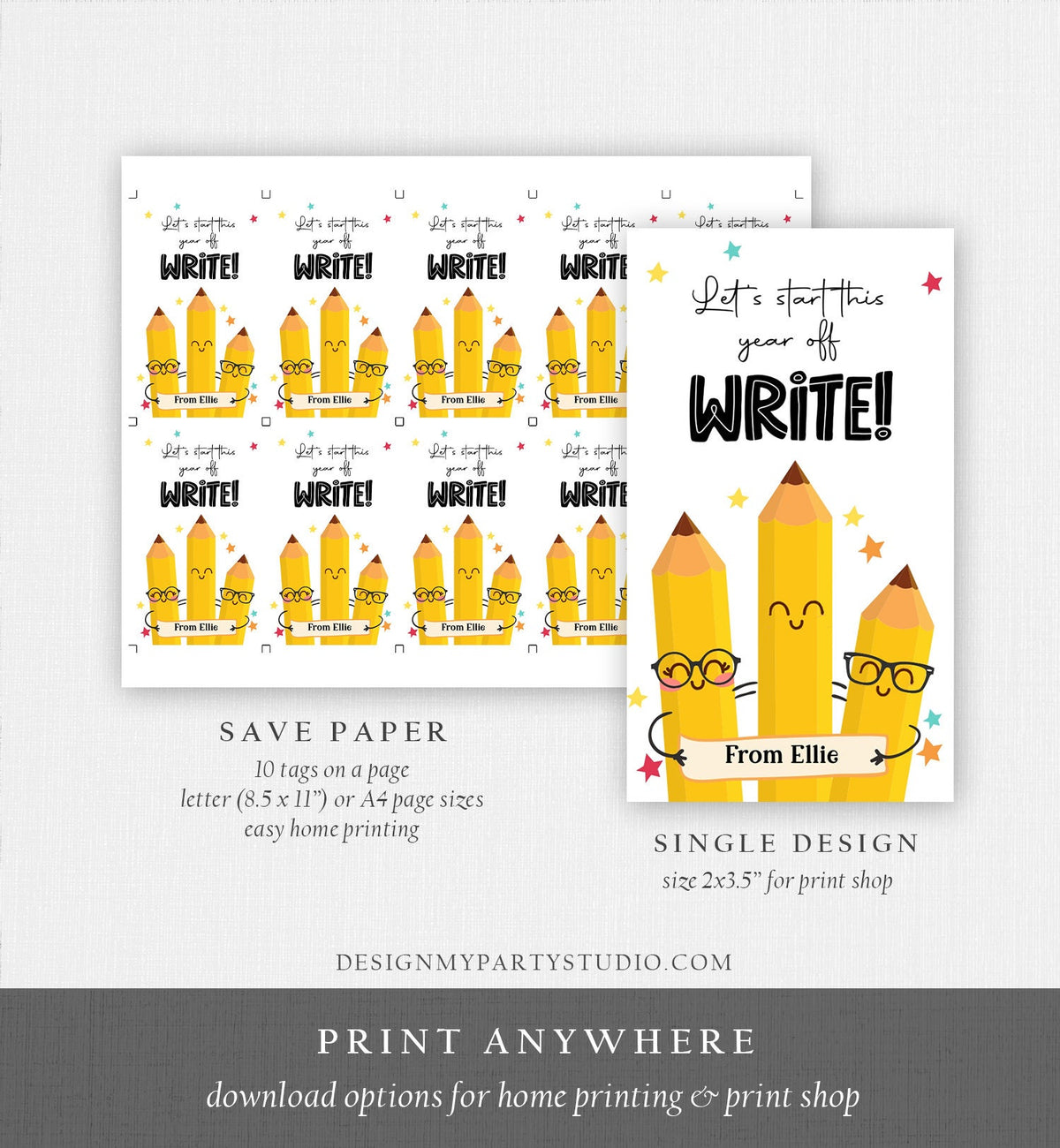 Editable Back to School Gift Tags Classroom Welcome Back Happy First Day of School Favor Tag Pencil Write Digital Template Printable 0464