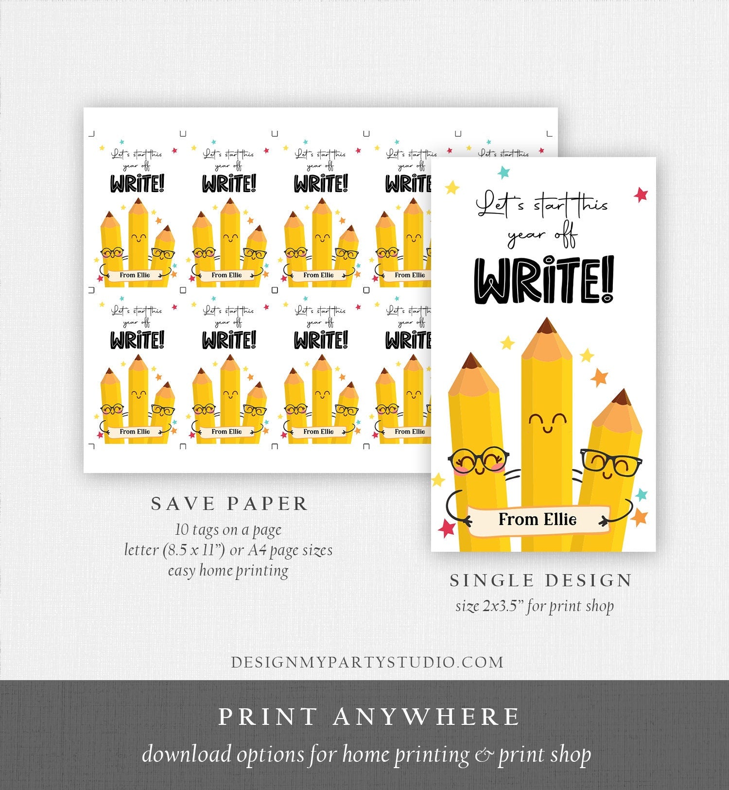 Editable Back to School Gift Tags Classroom Welcome Back Happy First Day of School Favor Tag Pencil Write Digital Template Printable 0464