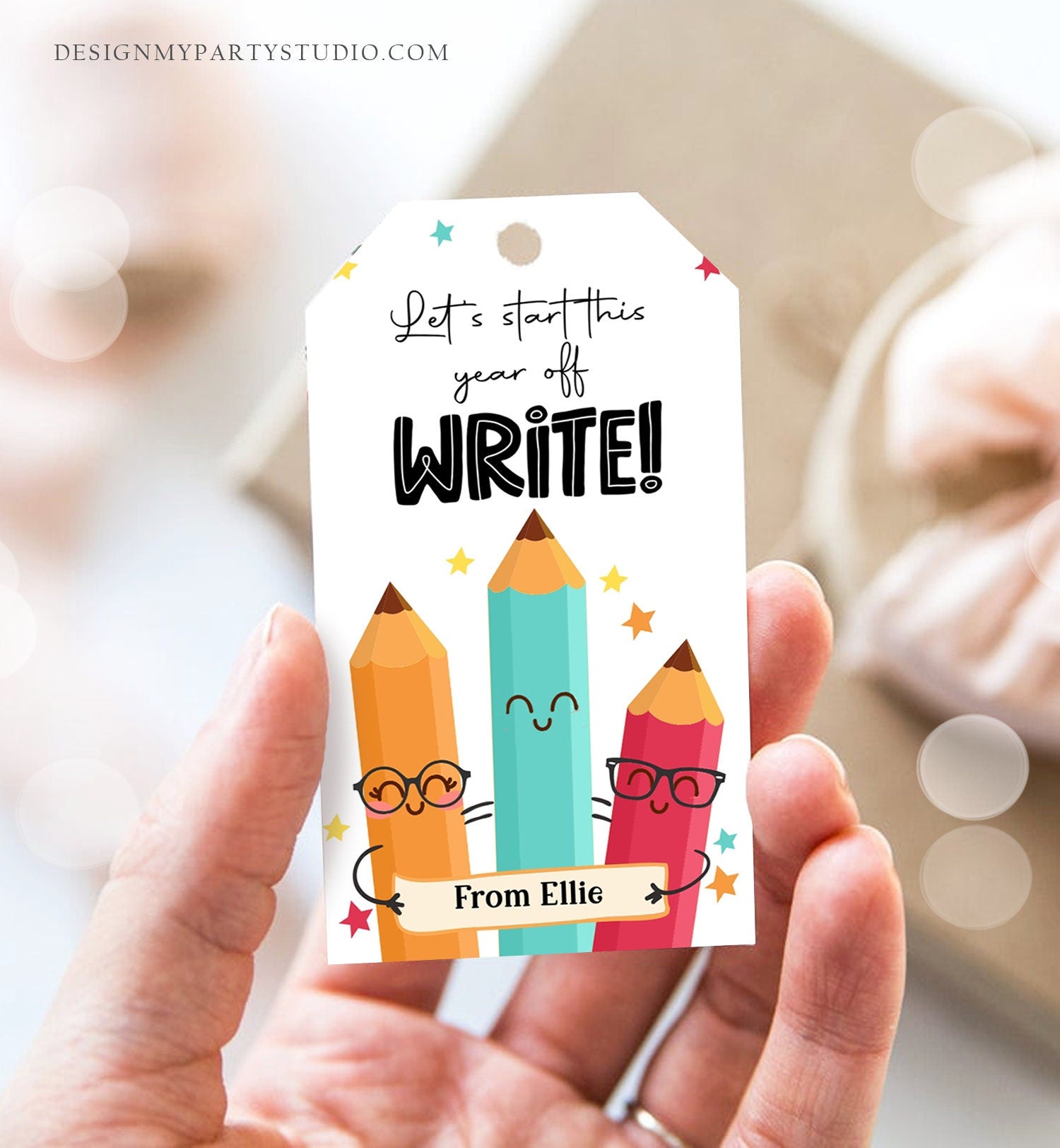Editable Back to School Gift Tags Classroom Welcome Back Happy First Day of School Favor Tag Pencil Write Digital Download Printable 0464