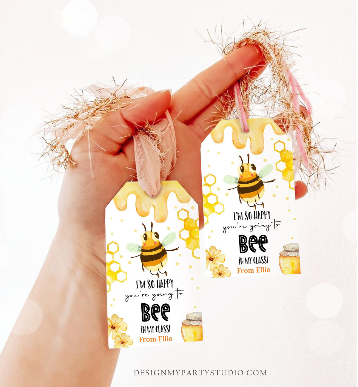 Editable Back to School Treat Tags Classroom Bee in My Class First Day of School Favor Tag Honey Gift Tag Digital Template Printable 0464