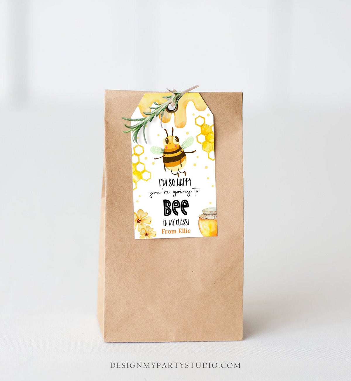 Editable Back to School Treat Tags Classroom Bee in My Class First Day of School Favor Tag Honey Gift Tag Digital Template Printable 0464