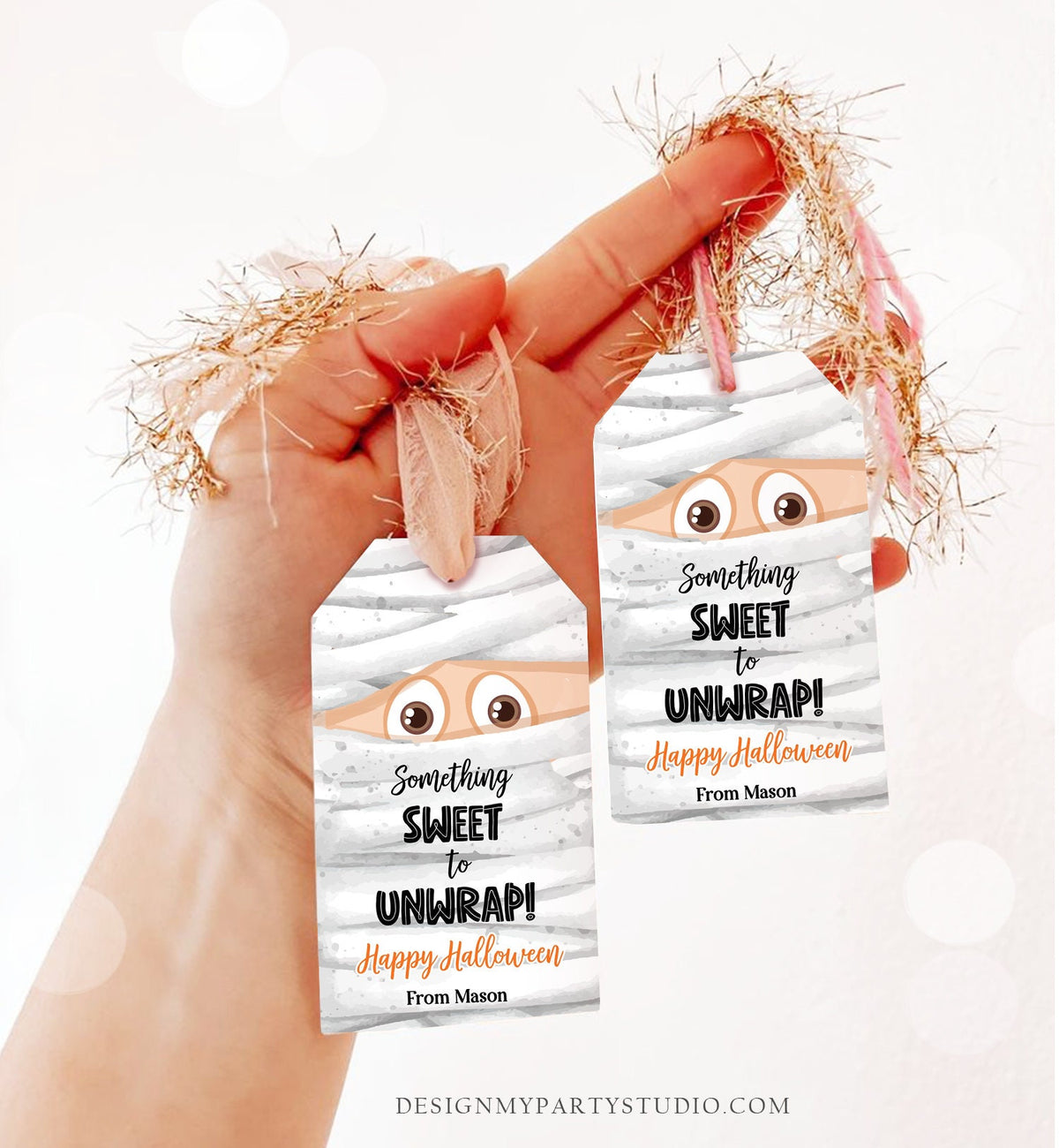 Editable Halloween Favor Tags Mummy Gift Tags Costume Party Trick Or Treat Favor Tags Mummy Treat Digital Download Template Printable 0261