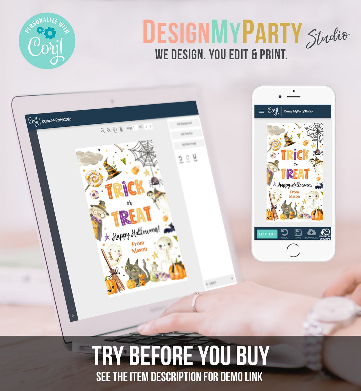 Editable Halloween Favor Tags Boo Gift Tags Costume Party Trick Or Treat Favor Tags Ghost Treat Tag Download Template Printable 0261 0475