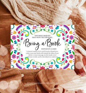 Editable Bring a Book Card Baby Shower Cactus Fiesta Taco Bout a Baby Book Insert Books for Baby Book Request Corjl Template Printable 0466