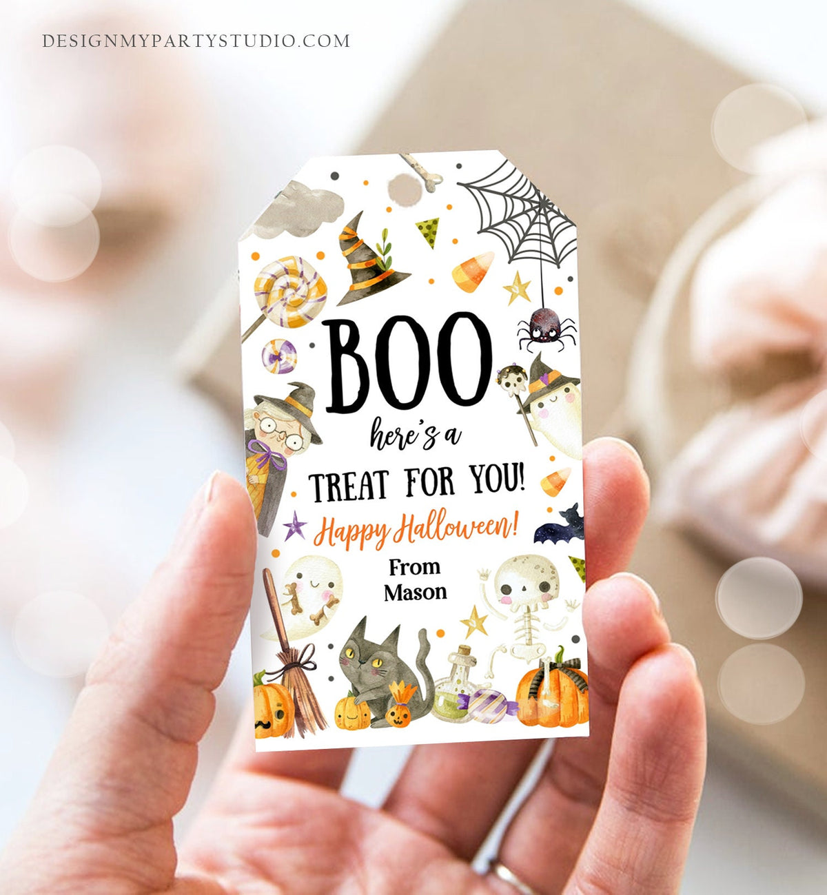 Editable Halloween Favor Tags Boo Gift Tags Costume Party Trick Or Treat Favor Tags Ghost Treat Tag Digital Template Printable 0261 0475