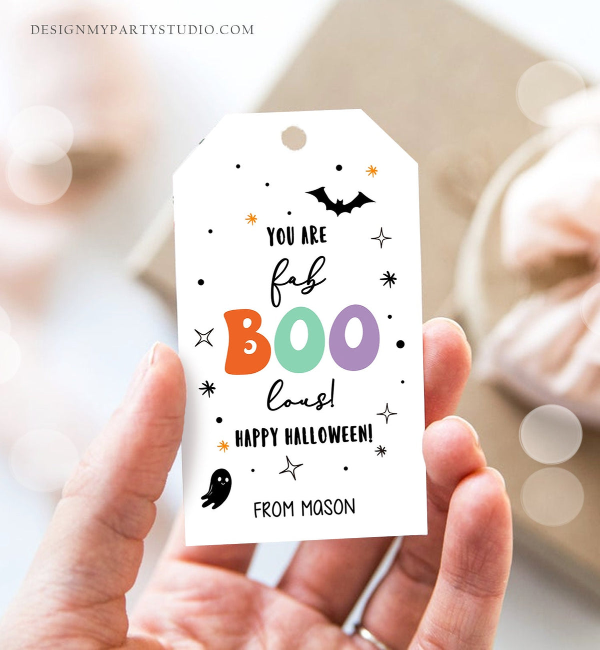 Editable Halloween Favor Tags Ghost Gift Tags fab BOO lous Teacher Appreciation Ghost Treat Tag Digital Download Template Printable 0261