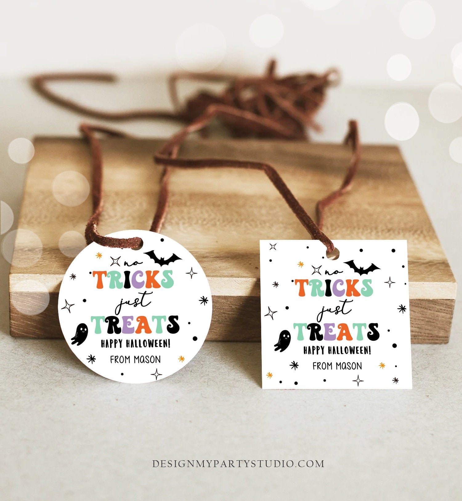 Editable Halloween Gift Tag No Tricks Just Treats Halloween Treat Tag Trick Or Treat Kids Digital Download Template Printable 0261