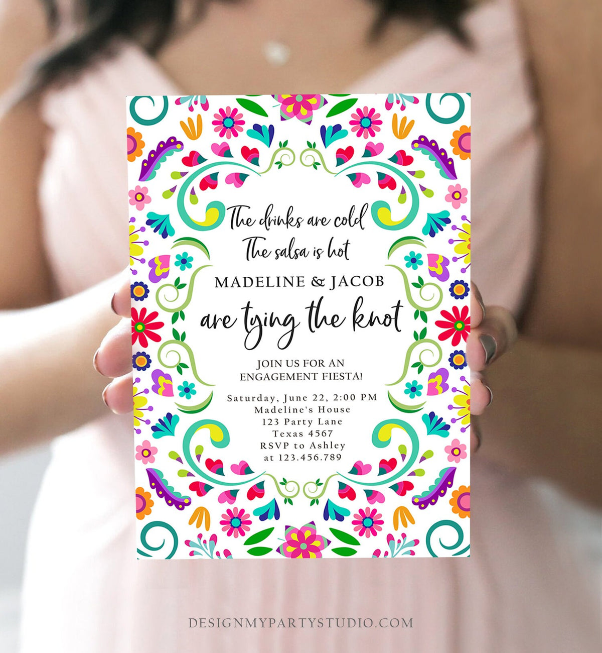 Editable Fiesta Engagement Invitation Mexico Couples Shower Bridal Mexico Wedding Shower Floral Printable Invitation Template Corjl 0466