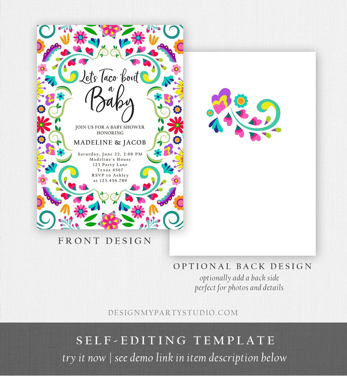 Editable Let&#39;s Taco Bout a Baby Shower Invitation Cactus Mexican Fiesta Couples Shower Mexico Sprinkle Digital Template Corjl Printable 0466