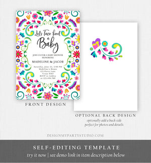 Editable Let's Taco Bout a Baby Shower Invitation Cactus Mexican Fiesta Couples Shower Mexico Sprinkle Digital Template Corjl Printable 0466