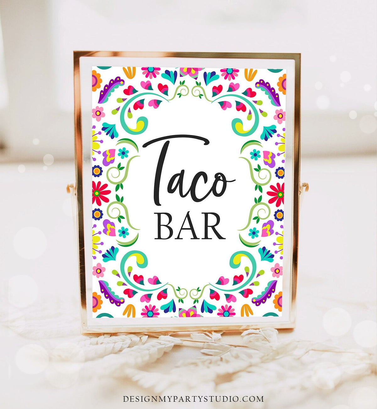 Taco Bar Fiesta Sign Fiesta Bridal Shower Baby Shower Birthday Decor Mexican Themed Table Taco Sign Mexico Floral Download Printable 0466